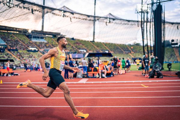 Patrick Schneider (GER) im 400m Vorlauf am 15.08.2022 bei den Leichtathletik-Europameisterschaften in Muenchen