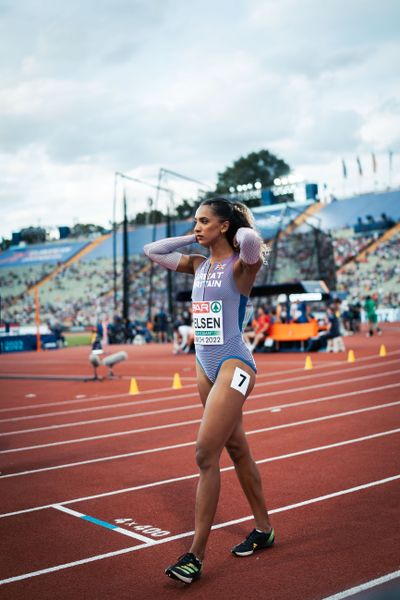 Laviai Nielsen (GBR) im 400m Vorlauf am 15.08.2022 bei den Leichtathletik-Europameisterschaften in Muenchen