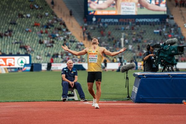 Tim Nowak (GER) im Hochsprung am 15.08.2022 bei den Leichtathletik-Europameisterschaften in Muenchen