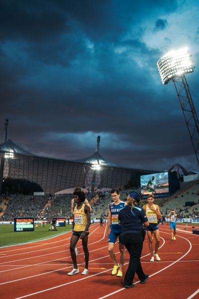 Mohamed Mohumed (GER) und Jakob Ingebrigtsen (NOR) am 15.08.2022 bei den Leichtathletik-Europameisterschaften in Muenchen