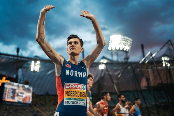 Jakob Ingebrigtsen (NOR) am 15.08.2022 bei den Leichtathletik-Europameisterschaften in Muenchen