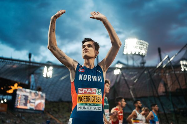 Jakob Ingebrigtsen (NOR) am 15.08.2022 bei den Leichtathletik-Europameisterschaften in Muenchen