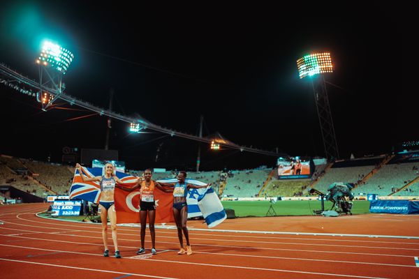 Yasemin Can (TUR), Eilish Mccolgan (GBR), Lonah Chemtai Salpeter (ISR) am 15.08.2022 bei den Leichtathletik-Europameisterschaften in Muenchen