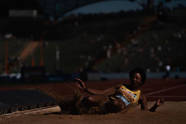 Malaika Mihambo (GER) im Weitsprung am 16.08.2022 bei den Leichtathletik-Europameisterschaften in Muenchen