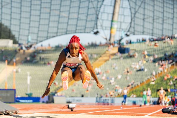 Yanis David (FRA) im Weitsprung am 16.08.2022 bei den Leichtathletik-Europameisterschaften in Muenchen