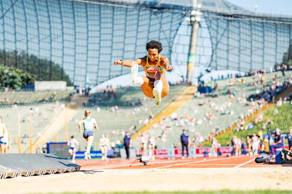 Malaika Mihambo (GER) im Weitsprung am 16.08.2022 bei den Leichtathletik-Europameisterschaften in Muenchen