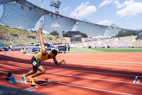 Patrick Schneider (GER) im 400m Halbfinale am 16.08.2022 bei den Leichtathletik-Europameisterschaften in Muenchen