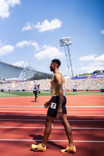 Patrick Schneider (GER) im 400m Halbfinale am 16.08.2022 bei den Leichtathletik-Europameisterschaften in Muenchen