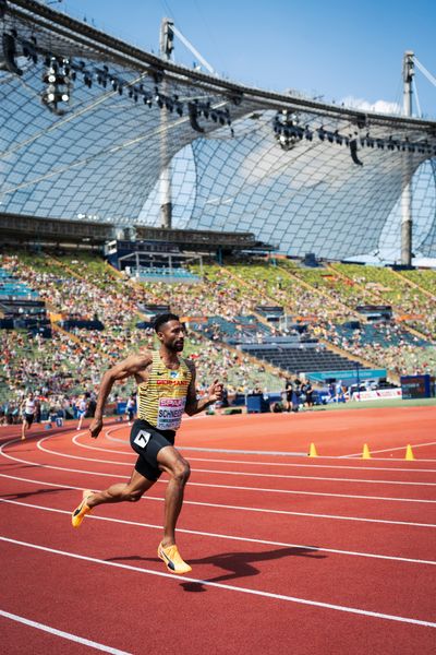 Patrick Schneider (GER) im 400m Halbfinale am 16.08.2022 bei den Leichtathletik-Europameisterschaften in Muenchen