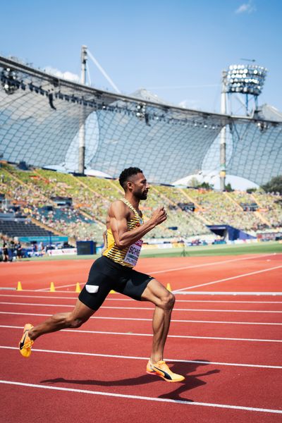 Patrick Schneider (GER) im 400m Halbfinale am 16.08.2022 bei den Leichtathletik-Europameisterschaften in Muenchen