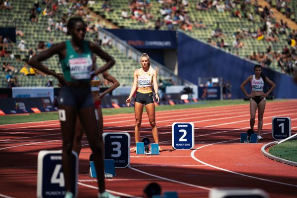 Alica Schmidt (GER) im 400m Halbfinale am 16.08.2022 bei den Leichtathletik-Europameisterschaften in Muenchen