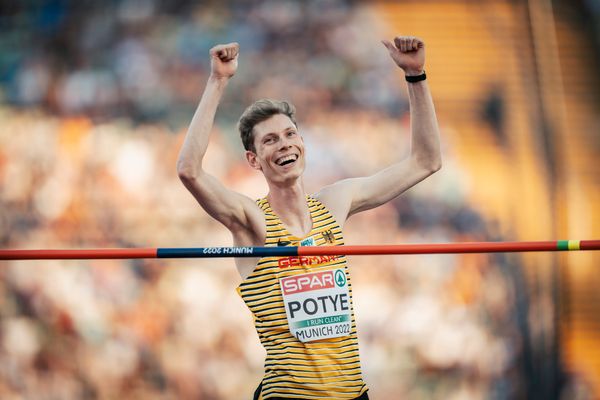 Tobias Potye (GER) im Hochsprung am 16.08.2022 bei den Leichtathletik-Europameisterschaften in Muenchen