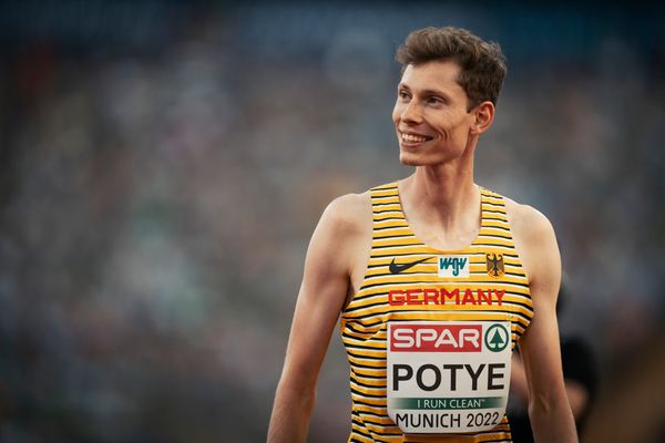 Tobias Potye (GER) im Hochsprung am 16.08.2022 bei den Leichtathletik-Europameisterschaften in Muenchen