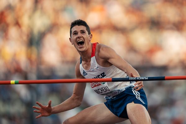 Sebastien Micheau (FRA) im Hochsprung am 16.08.2022 bei den Leichtathletik-Europameisterschaften in Muenchen