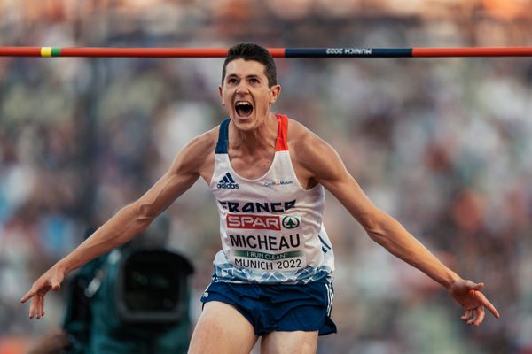 Sebastien Micheau (FRA) im Hochsprung am 16.08.2022 bei den Leichtathletik-Europameisterschaften in Muenchen