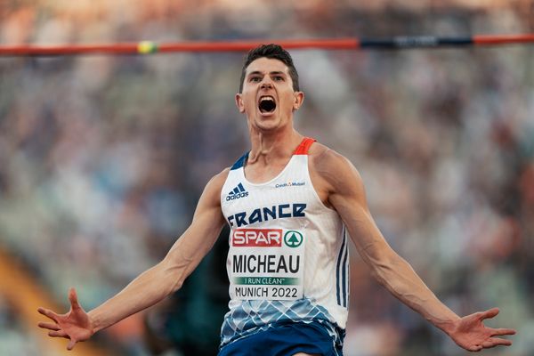 Sebastien Micheau (FRA) im Hochsprung am 16.08.2022 bei den Leichtathletik-Europameisterschaften in Muenchen