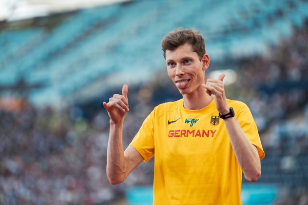 Tobias Potye (GER) im Hochsprung am 16.08.2022 bei den Leichtathletik-Europameisterschaften in Muenchen