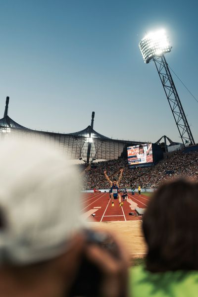 Marko Ceko (CRO) im Weitsprung am 16.08.2022 bei den Leichtathletik-Europameisterschaften in Muenchen