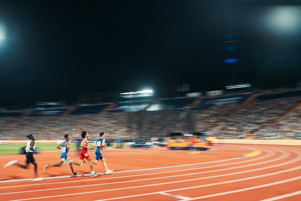 5000m Finale der Maenner mit Jakob Ingebrigtsen (NOR), Mohamed Katir (ESP), Yemaneberhan Crippa (ITA) und Isaac Kimeli (BEL) am 16.08.2022 bei den Leichtathletik-Europameisterschaften in Muenchen