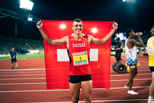 Simon Ehammer (SUI) am 16.08.2022 bei den Leichtathletik-Europameisterschaften in Muenchen