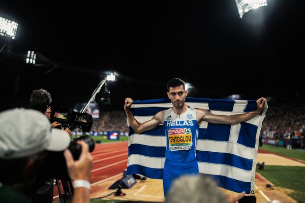 Miltiadis Tentoglou (GRE) am 16.08.2022 bei den Leichtathletik-Europameisterschaften in Muenchen