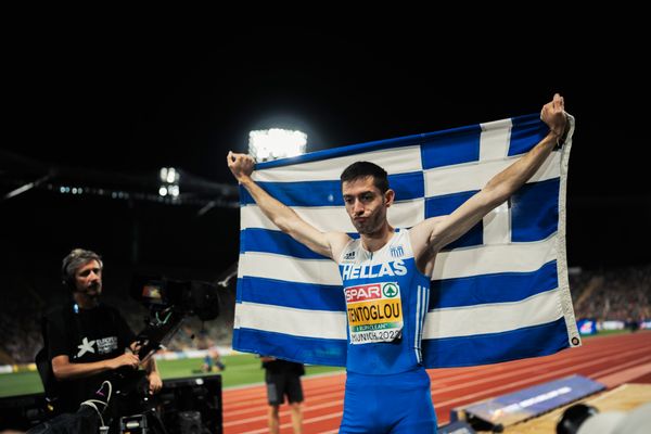 Miltiadis Tentoglou (GRE) am 16.08.2022 bei den Leichtathletik-Europameisterschaften in Muenchen