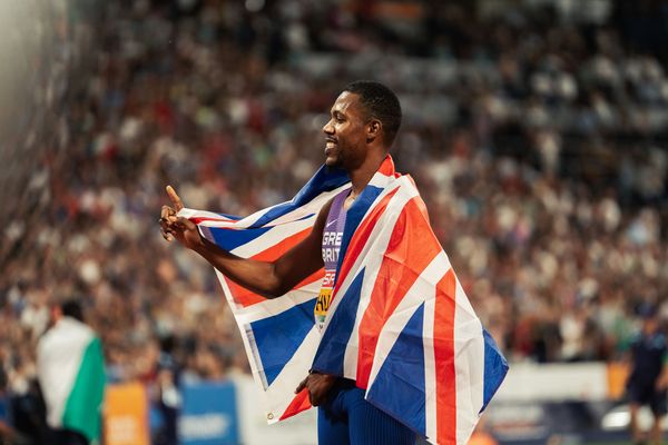 Zharnel Hughes (GBR) am 16.08.2022 bei den Leichtathletik-Europameisterschaften in Muenchen