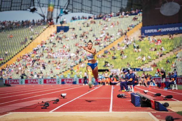 Maryna Bekh-Romanchuk (UKR) im Dreisprung am 17.08.2022 bei den Leichtathletik-Europameisterschaften in Muenchen