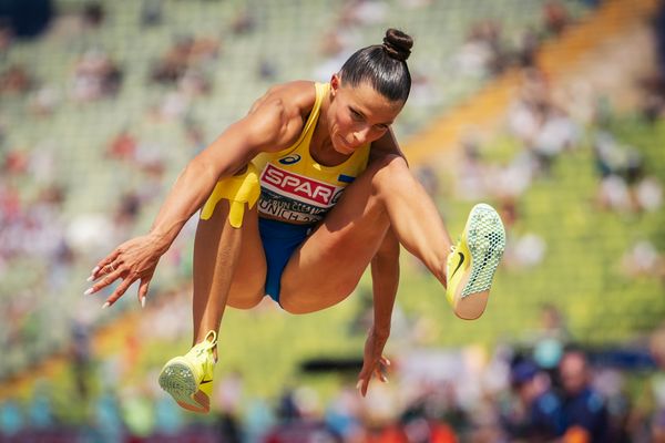 Maryna Bekh-Romanchuk (UKR) im Dreisprung am 17.08.2022 bei den Leichtathletik-Europameisterschaften in Muenchen