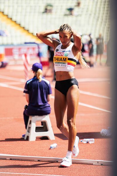 Nafissatou Thiam (BEL) beim Hochsprung am 17.08.2022 bei den Leichtathletik-Europameisterschaften in Muenchen