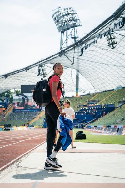 Nafissatou Thiam (BEL) beim Hochsprung am 17.08.2022 bei den Leichtathletik-Europameisterschaften in Muenchen