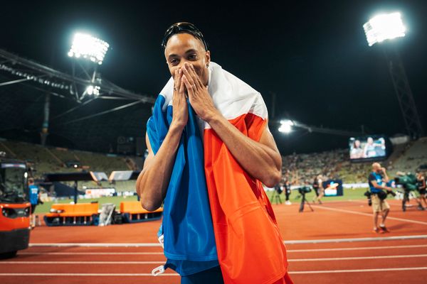 Pascal Martinot-Lagarde (FRA) gewinnt Silber ueber 110m Huerden am 17.08.2022 bei den Leichtathletik-Europameisterschaften in Muenchen