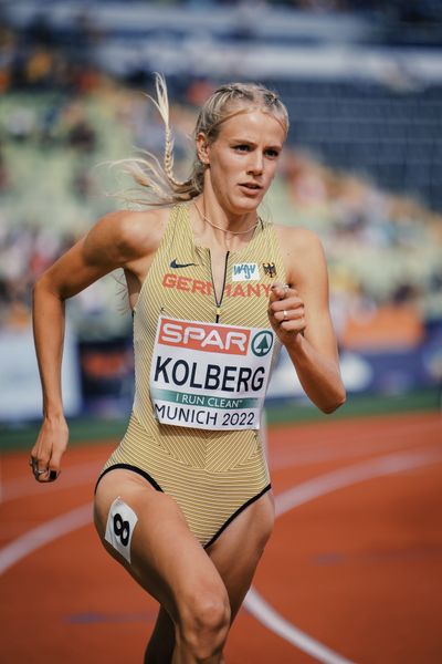 Majtie Kolberg (GER) im 800m Vorlauf am 18.08.2022 bei den Leichtathletik-Europameisterschaften in Muenchen