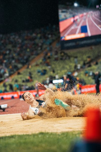 Filippa Fotopoulou (CYP) im Weitsprung am 18.08.2022 bei den Leichtathletik-Europameisterschaften in Muenchen