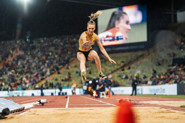 Merle Homeier (GER) beim Weitsprung am 18.08.2022 bei den Leichtathletik-Europameisterschaften in Muenchen