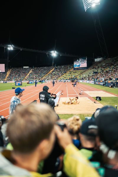 Malaika Mihambo (GER) im Weitsprung am 18.08.2022 bei den Leichtathletik-Europameisterschaften in Muenchen