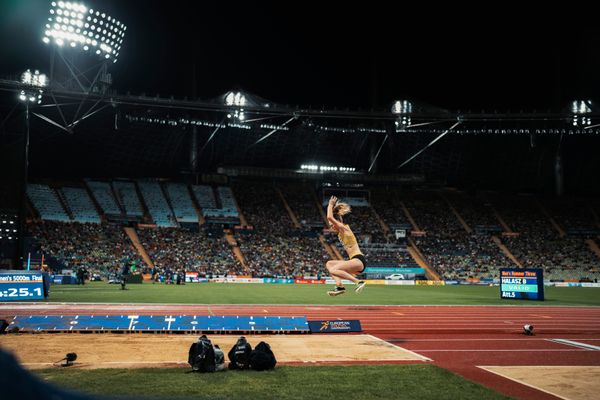 Merle Homeier (GER) beim Weitsprung am 18.08.2022 bei den Leichtathletik-Europameisterschaften in Muenchen