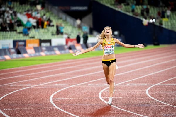 Konstanze Klosterhalfen (GER) gewinnt Gold ueber 5000m am 18.08.2022 bei den Leichtathletik-Europameisterschaften in Muenchen