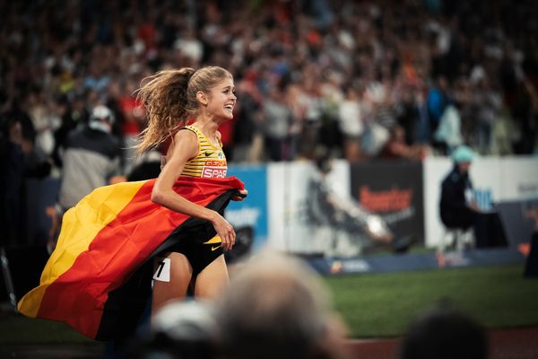 Konstanze Klosterhalfen (GER) gewinnt Gold ueber 5000m am 18.08.2022 bei den Leichtathletik-Europameisterschaften in Muenchen