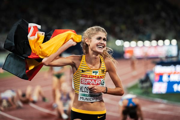 Konstanze Klosterhalfen (GER) gewinnt Gold ueber 5000m am 18.08.2022 bei den Leichtathletik-Europameisterschaften in Muenchen