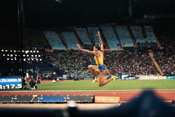 Maryna Bekh-Romanchuk (UKR) im Dreisprung am 19.08.2022 bei den Leichtathletik-Europameisterschaften in Muenchen