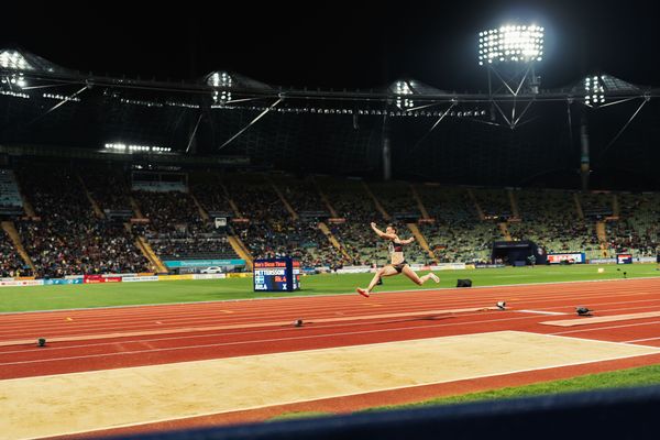 Elena Andreea Talos (ROU) im Dreisprung am 19.08.2022 bei den Leichtathletik-Europameisterschaften in Muenchen