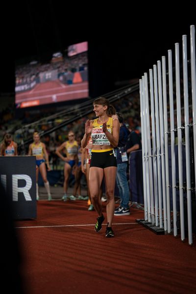 Carolina Krafzik (GER) im Dreisprung Finale am 19.08.2022 bei den Leichtathletik-Europameisterschaften in Muenchen