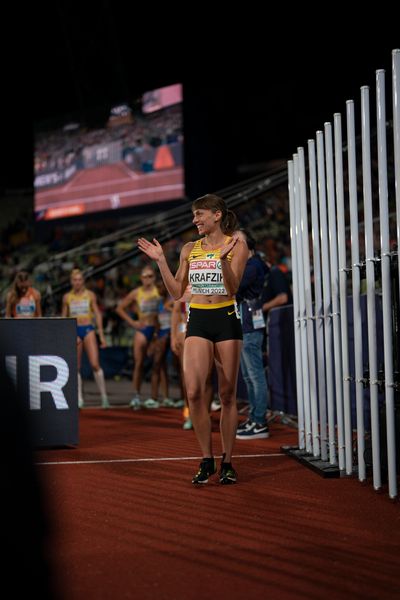 Carolina Krafzik (GER) im Dreisprung Finale am 19.08.2022 bei den Leichtathletik-Europameisterschaften in Muenchen