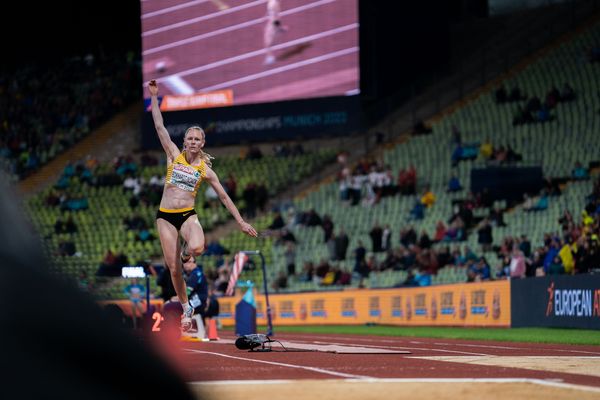 Neele Eckhardt-Noack (GER) im Dreisprung am 19.08.2022 bei den Leichtathletik-Europameisterschaften in Muenchen