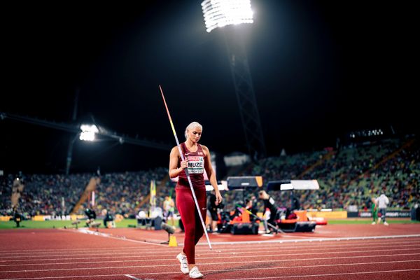 Līna Muze (LAT) beim Sperrwerfen am 20.08.2022 bei den Leichtathletik-Europameisterschaften in Muenchen