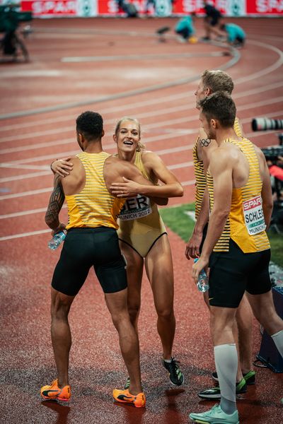 Luna Thiel (GER) mit der 4x400m Staffel im Finale am 20.08.2022 bei den Leichtathletik-Europameisterschaften in Muenchen