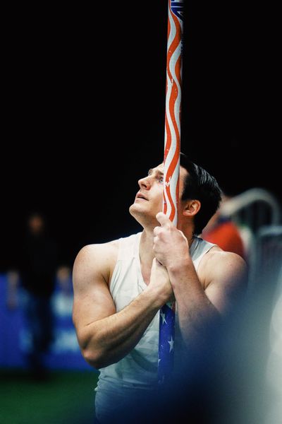 Matt Ludwig (USA) im Stabhochsprung am 29.01.2023 beim ISTAF Indoor im PSD Bank Dome in Duesseldorf