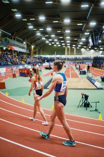 Tanja Spill (LAV Bayer Uerdingen/ Dorm.) bei den Deutschen Leichtathletik-Hallenmeisterschaften am 18.02.2023 in der Helmut-Koernig-Halle in Dortmund