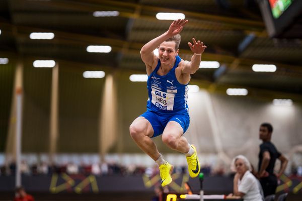 Max Hess (LAC Erdgas Chemnitz) bei den Deutschen Leichtathletik-Hallenmeisterschaften am 18.02.2023 in der Helmut-Koernig-Halle in Dortmund